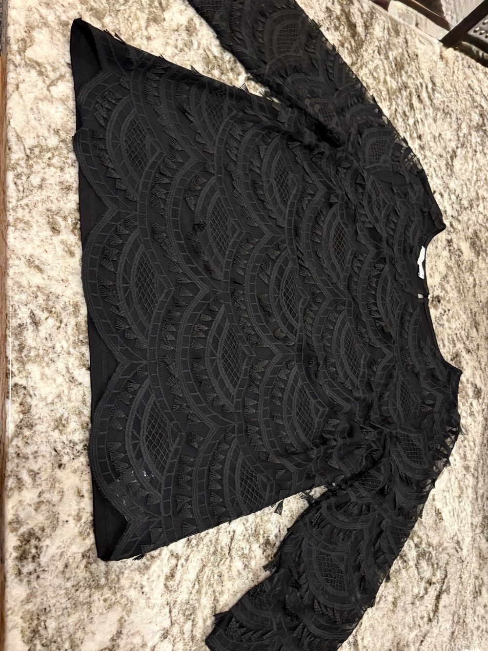 Talbots Black Lace Overlay Tunic Top